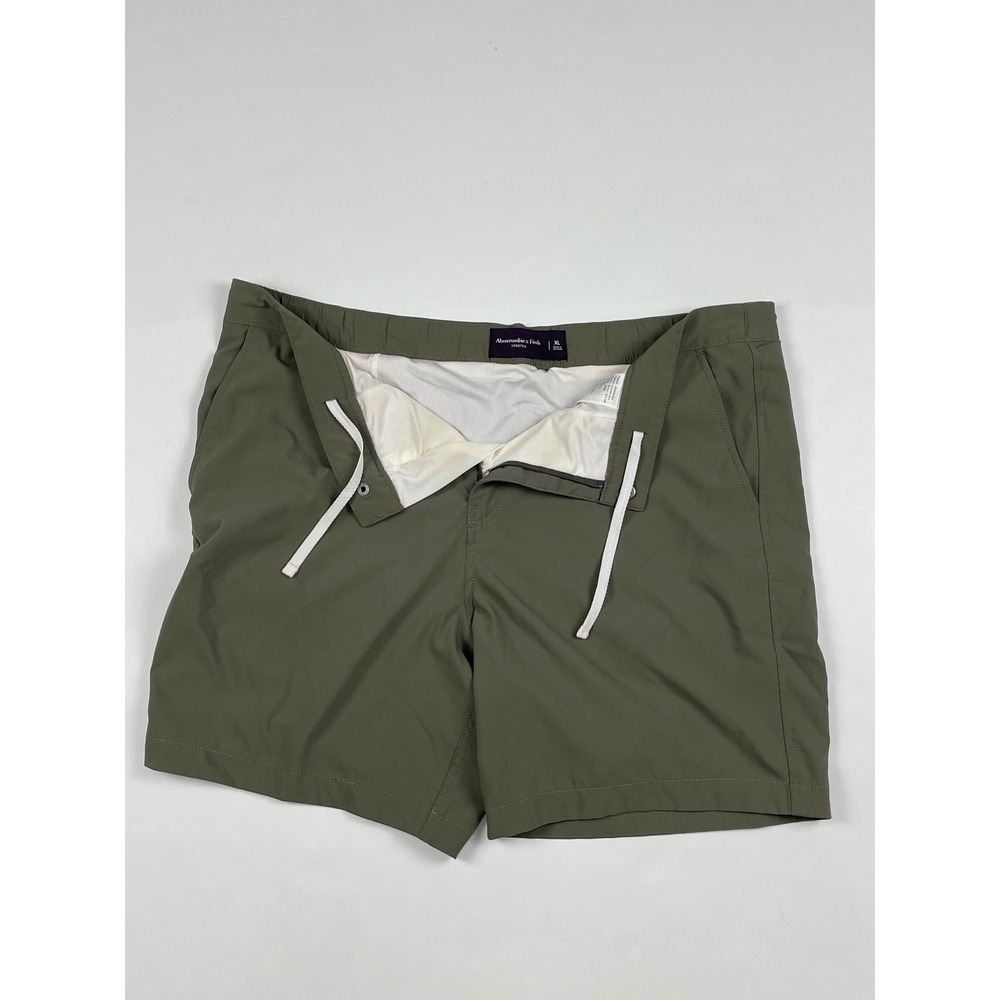 Abercrombie & Fitch Mens Stretch Swim Trunks Olive Green XL Mesh Lined 7" Inseam